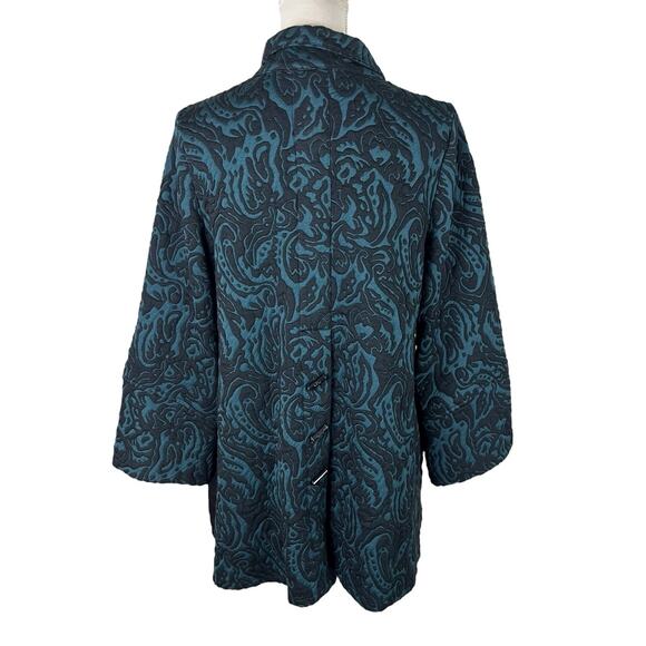 IC Connie Collection Teal Black Toggle Button Lagenlook Tapestry Jacket Sz Large - Picture 3 of 8